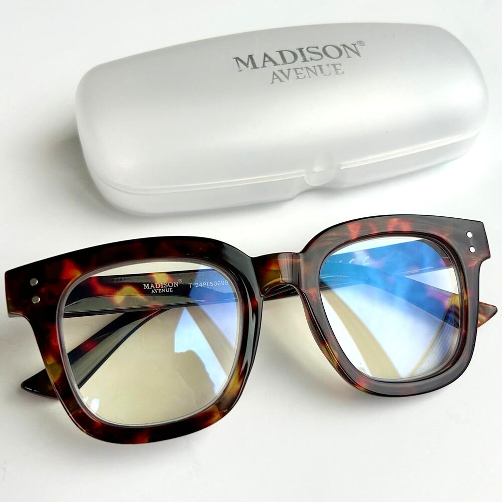Madison Avenue Hanna Blue Light Block Glasses Oversized Square Tortoiseshell